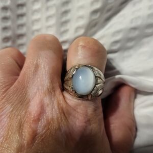 Vintage Park Lane Silvertone Swirl Moonstone Ring
